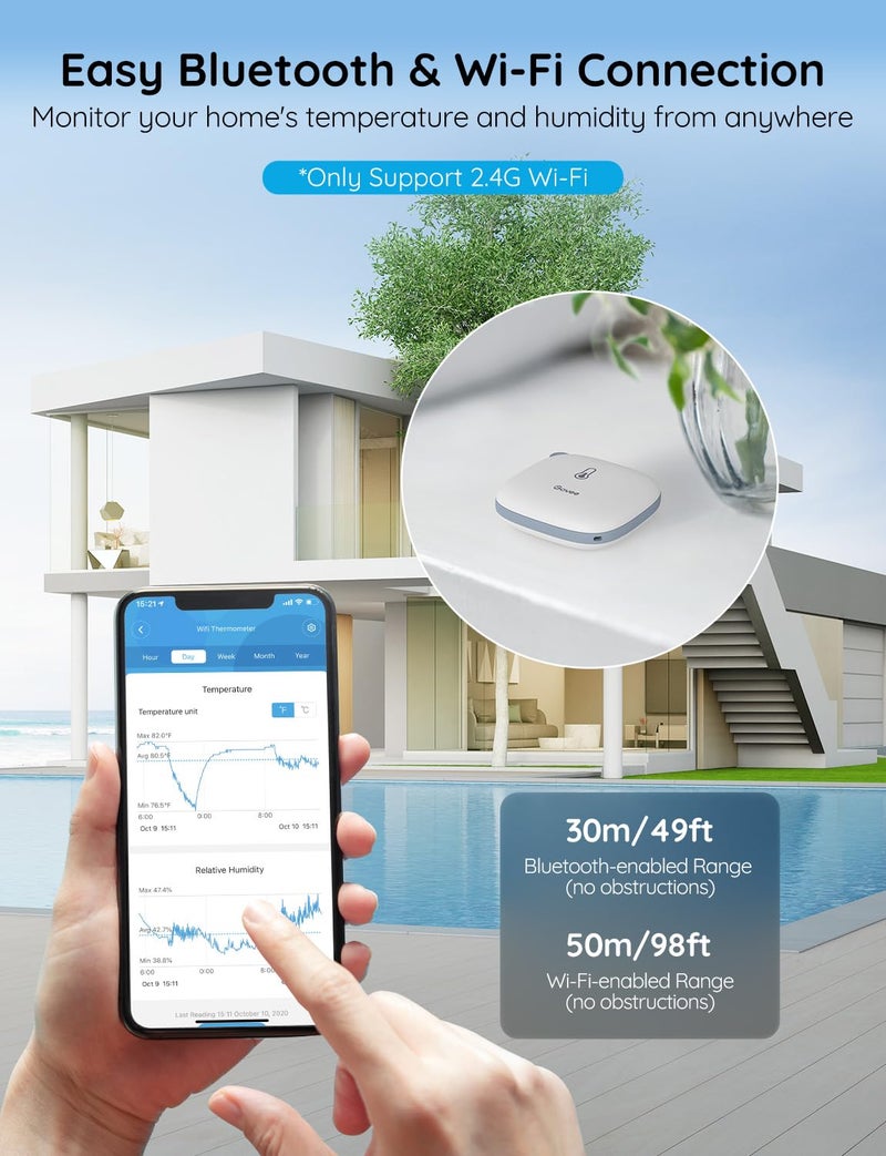 Govee Smart Thermometer Hygrometer, WiFi Humidity Temperature Sensor with App Notification Alert, 2 Years Free Data Storage Export, Wireless Remote Monitor for Room Greenhouse Incubator Wine Cellar - Image 2